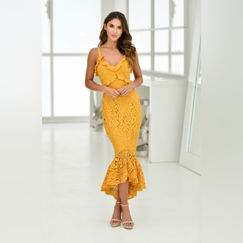 Two Sisters The Label Leanne Midi Dress, Mustard Yellow, M/6